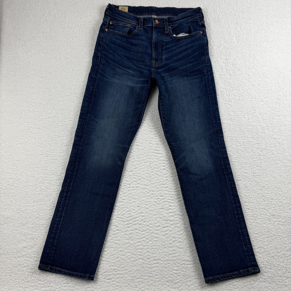 J.Crew 770 Straight Jeans Mens 30x30 Blue Denim Mid Rise Whiskers Streetwear